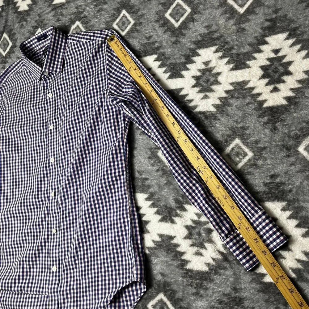 J.Crew Performance Slim Fit Gingham Button Down Shirt Mens Medium Navy Red